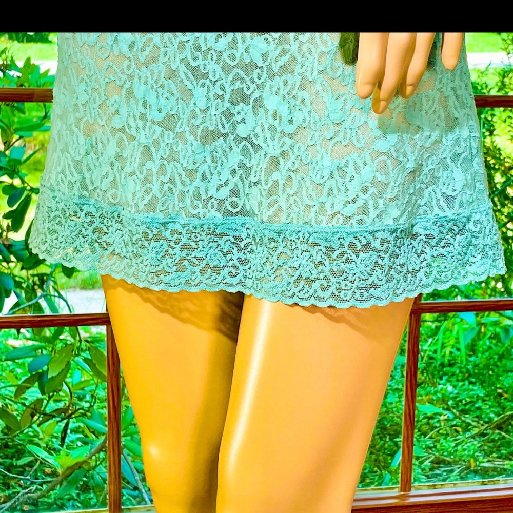 ▪️VICTORIAS SECRET▪️Tiffany Blue Sexy Sheer Lace Slip Nightie Lingerie - Picture 5 of 6